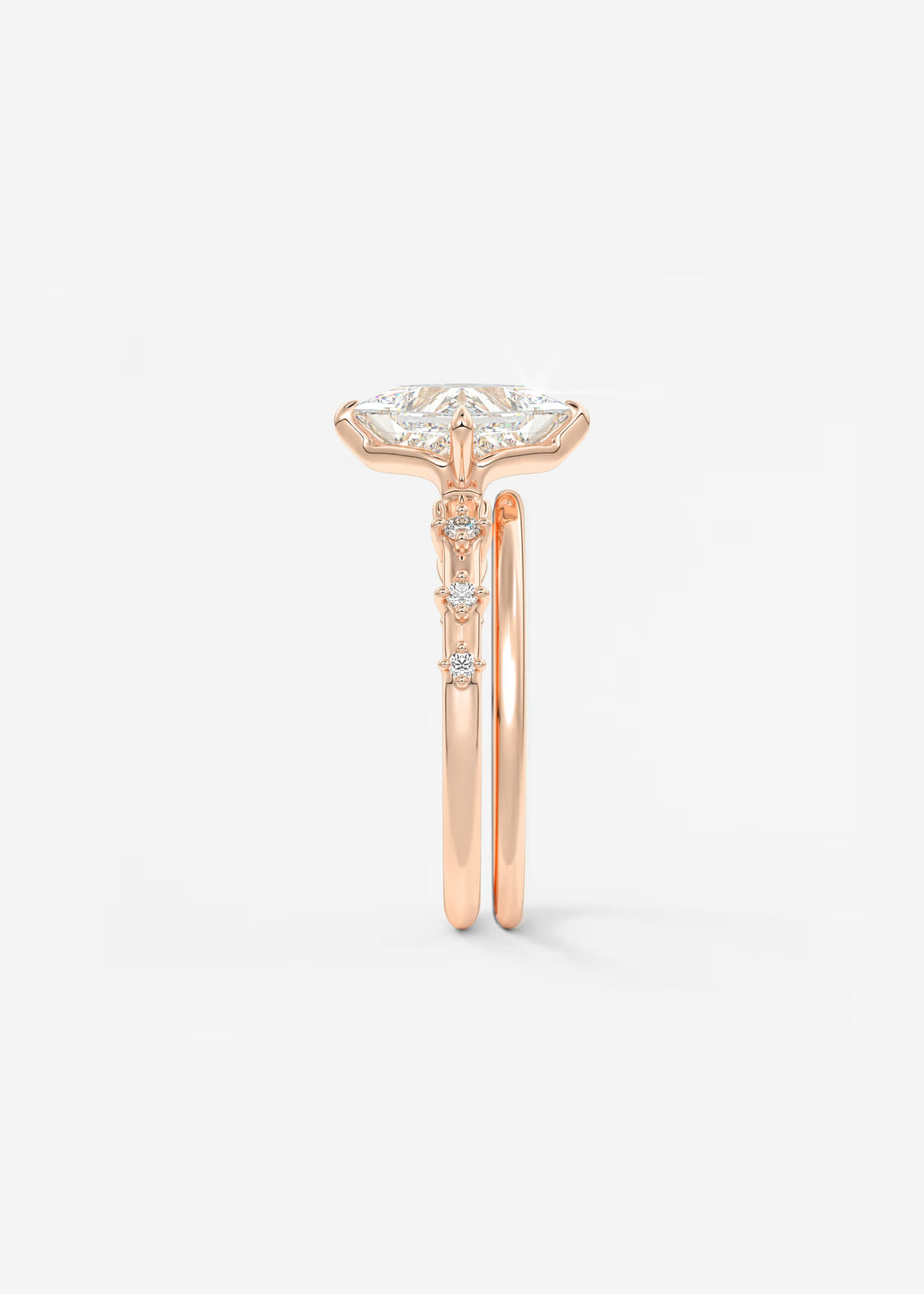 The Celeste Princess Engagement Ring with Delicate Diamond Accents#material_rose