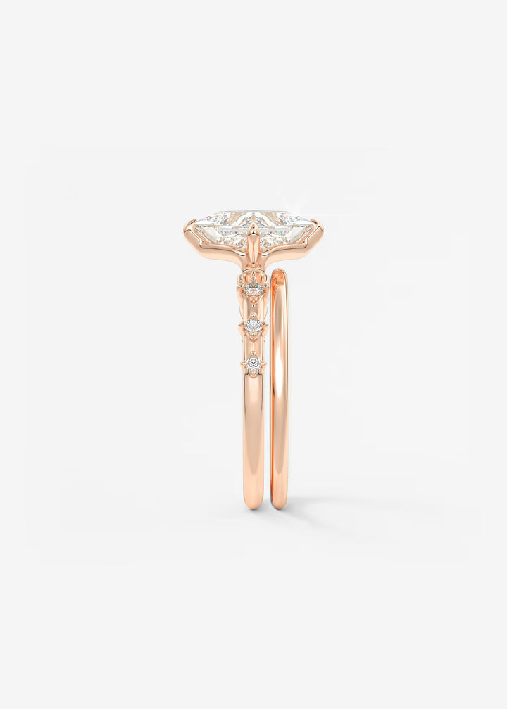 The Celeste Princess Engagement Ring with Delicate Diamond Accents#material_rose