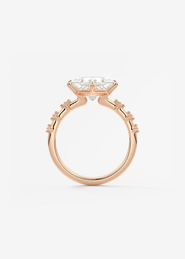 The Celeste Princess Engagement Ring with Delicate Diamond Accents#material_rose