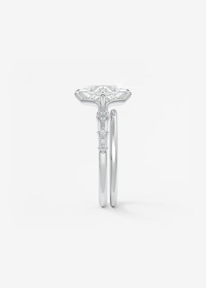 The Celeste Princess Engagement Ring with Delicate Diamond Accents#material_white