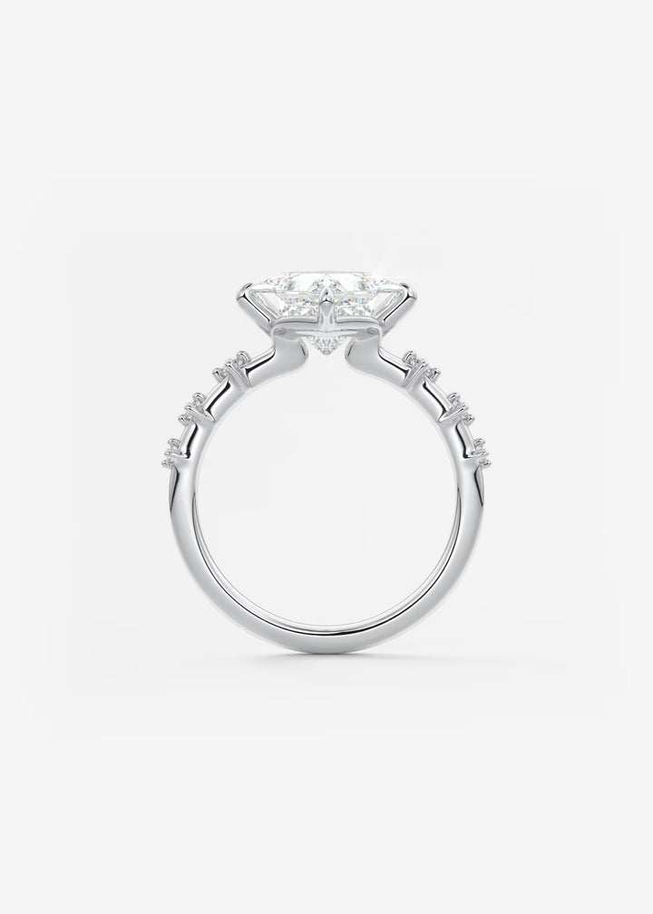 The Celeste Princess Engagement Ring with Delicate Diamond Accents#material_white