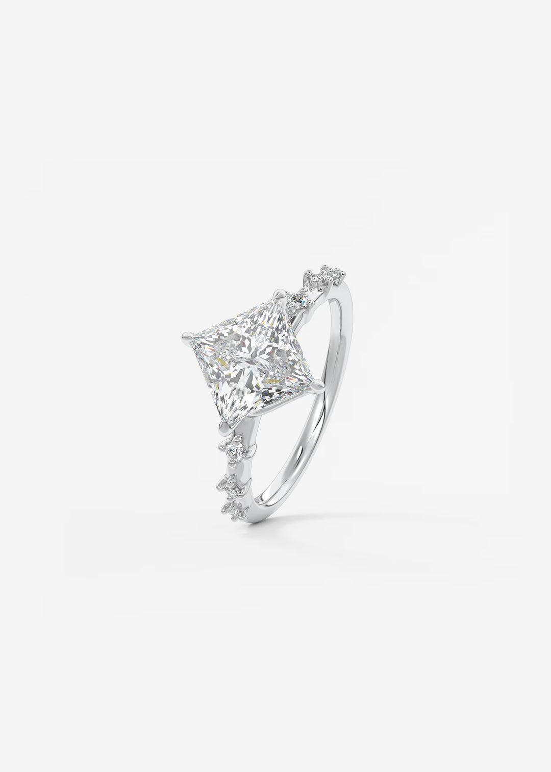 The Celeste Princess Engagement Ring with Delicate Diamond Accents#material_white