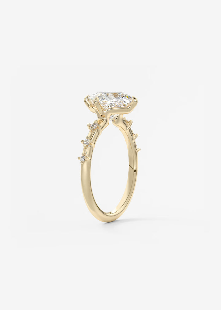 The Celeste Princess Engagement Ring with Delicate Diamond Accents#material_gold