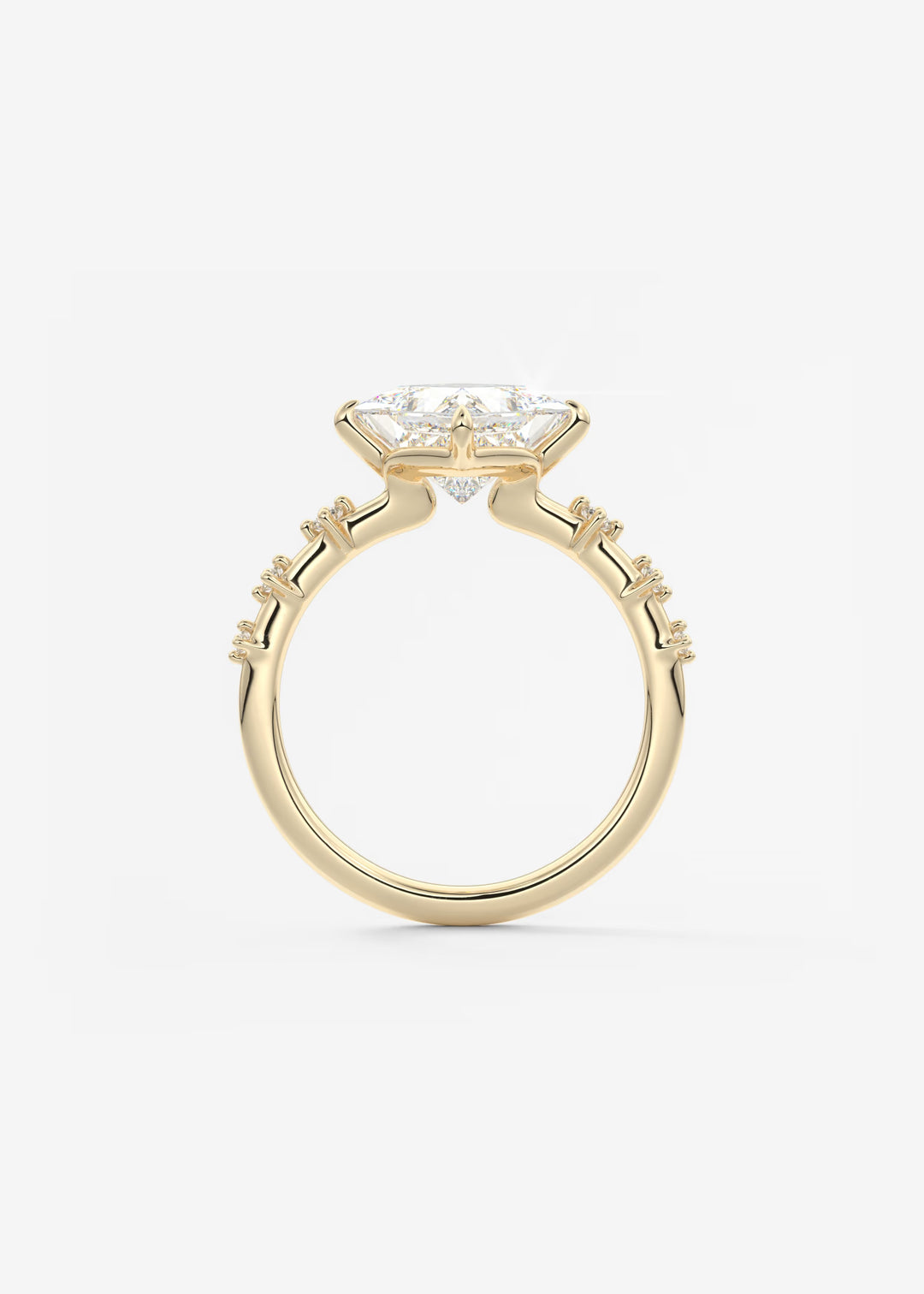 The Celeste Princess Engagement Ring with Delicate Diamond Accents#material_gold