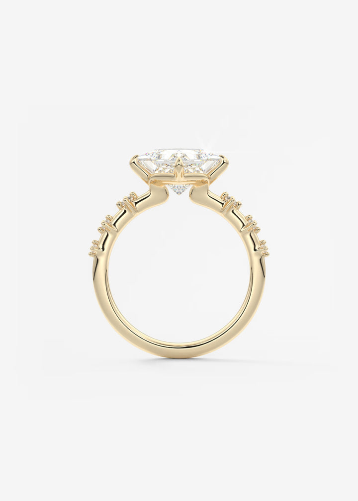 The Celeste Princess Engagement Ring with Delicate Diamond Accents#material_gold