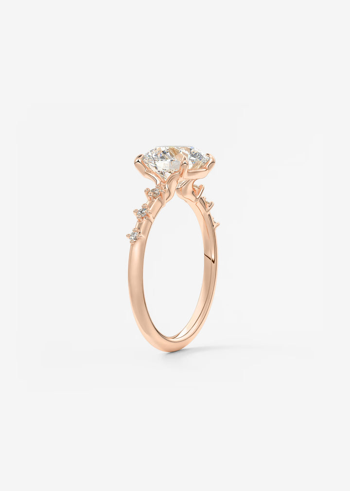 The Celeste Round Engagement Ring with Delicate Diamond Accents#material_rose