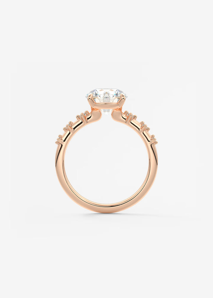 The Celeste Round Engagement Ring with Delicate Diamond Accents#material_rose