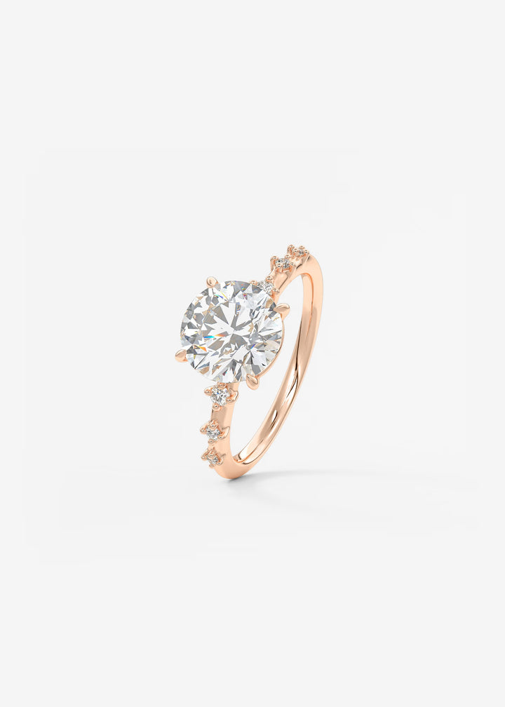The Celeste Round Engagement Ring with Delicate Diamond Accents#material_rose