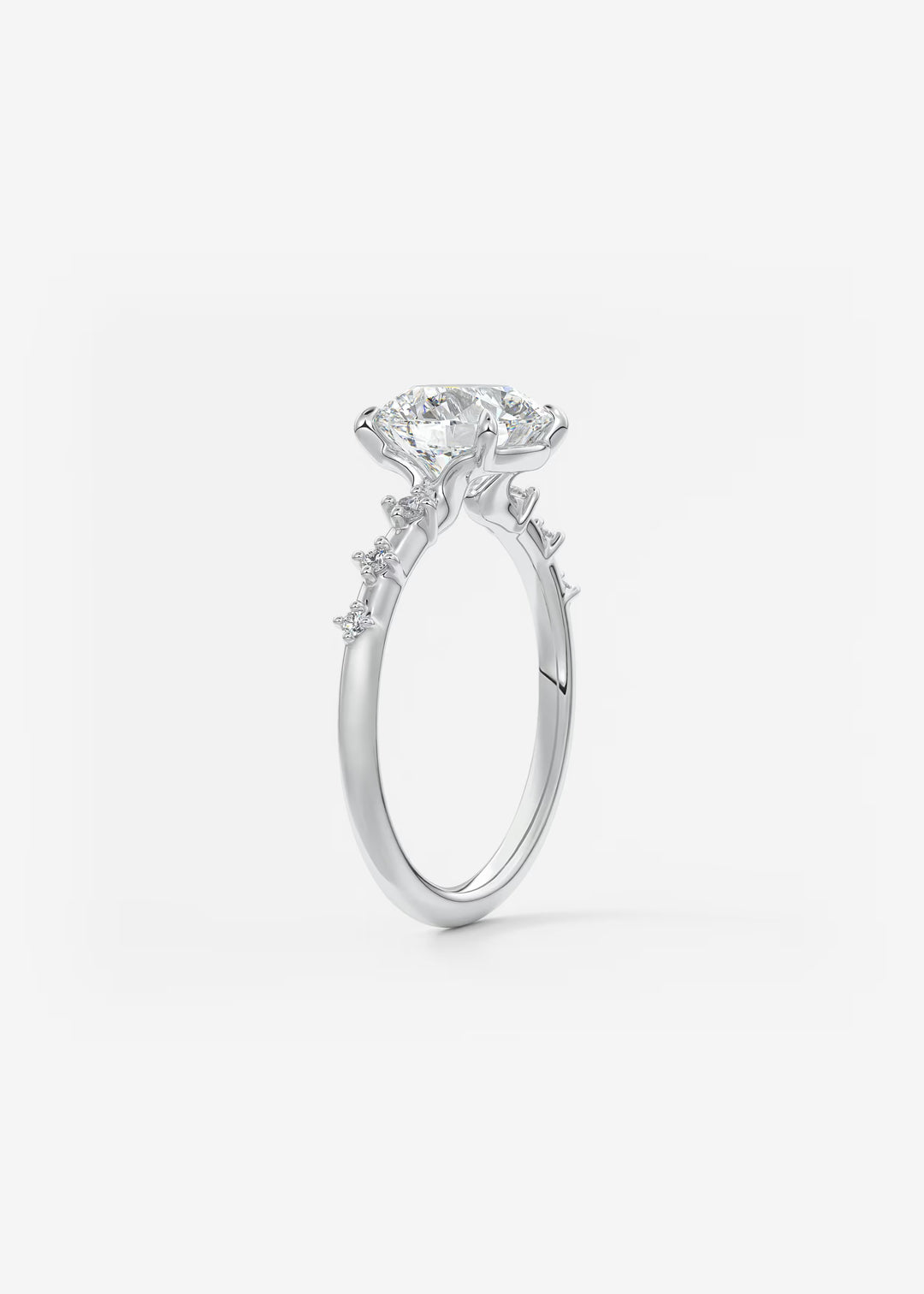 The Celeste Round Engagement Ring with Delicate Diamond Accents#material_white