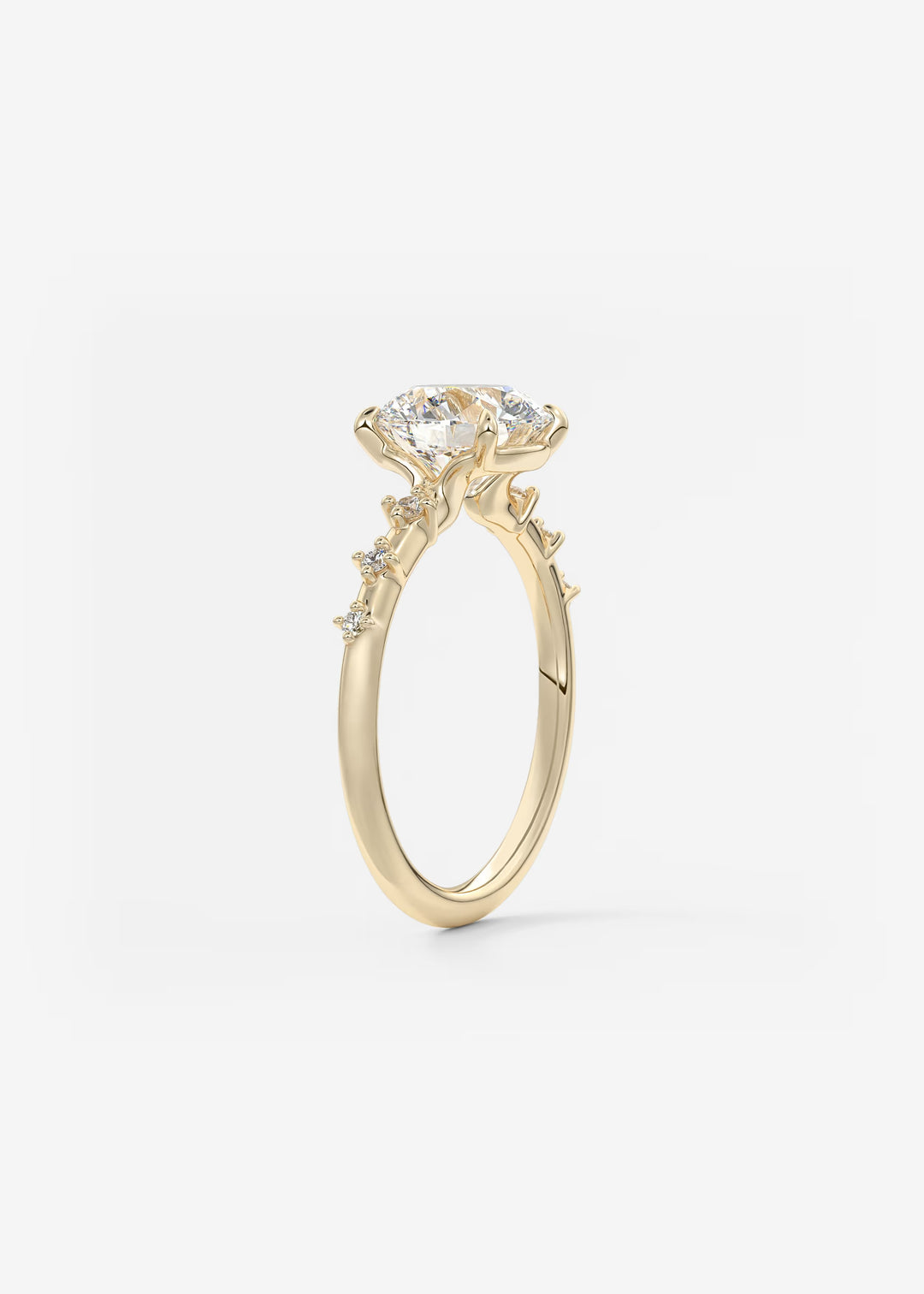 The Celeste Round Engagement Ring with Delicate Diamond Accents#material_gold