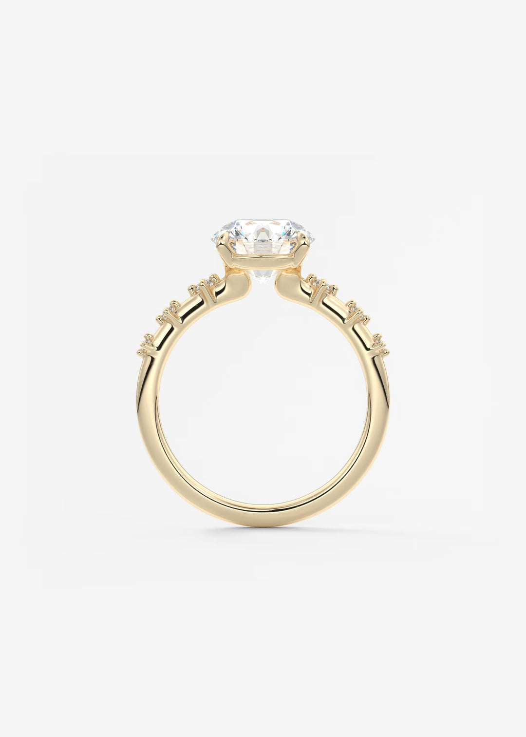 The Celeste Round Engagement Ring with Delicate Diamond Accents#material_gold