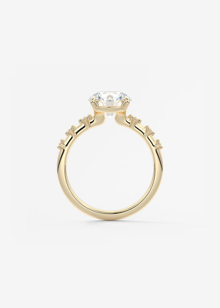 The Celeste Round Engagement Ring with Delicate Diamond Accents#material_gold