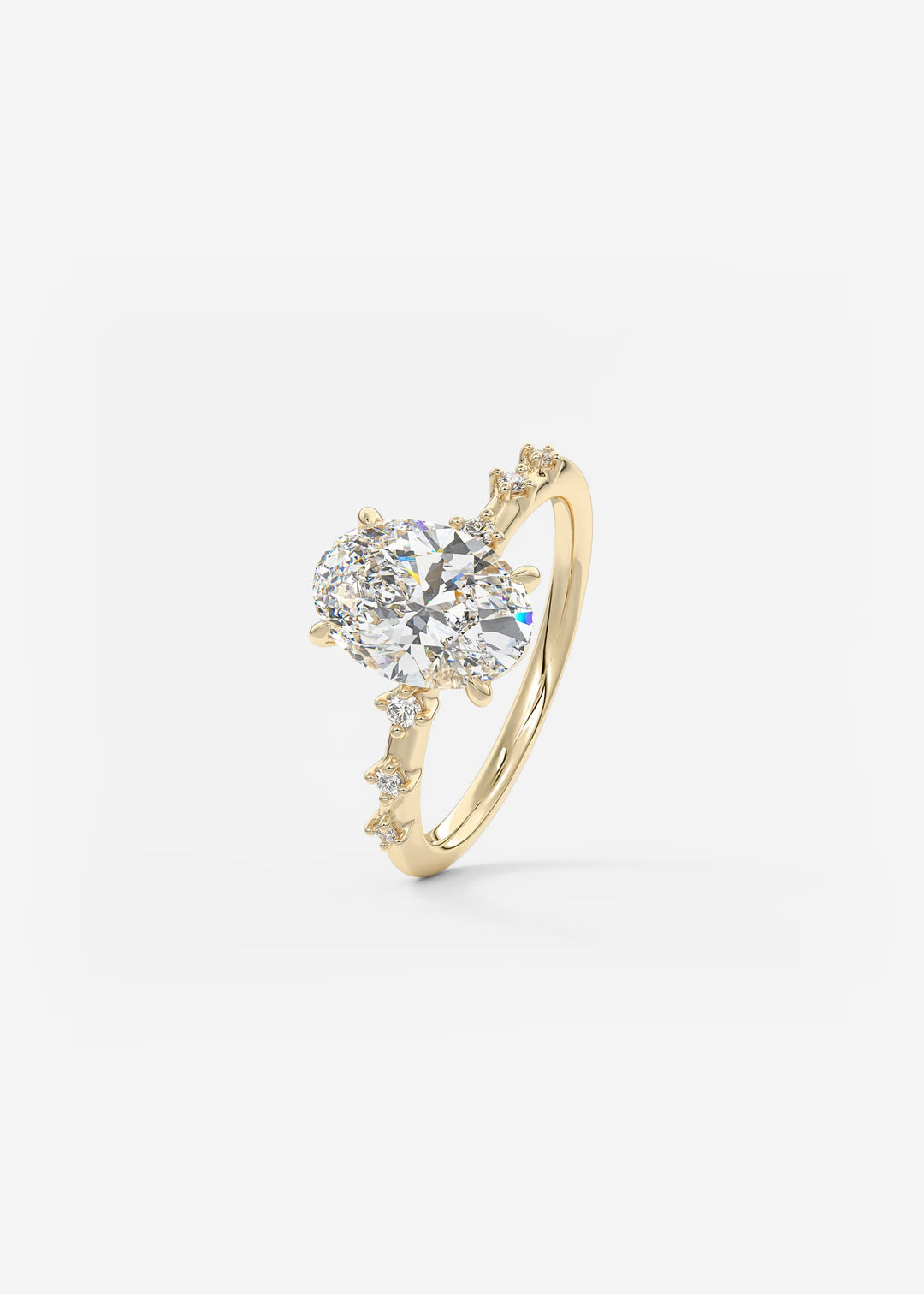 The Celeste Oval Engagement Ring with Delicate Diamond Accents#material_gold