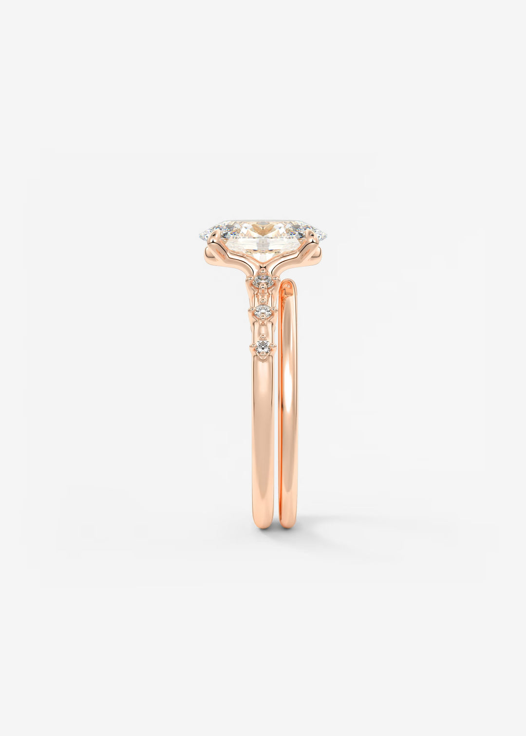 The Celeste Oval Engagement Ring with Delicate Diamond Accents#material_rose