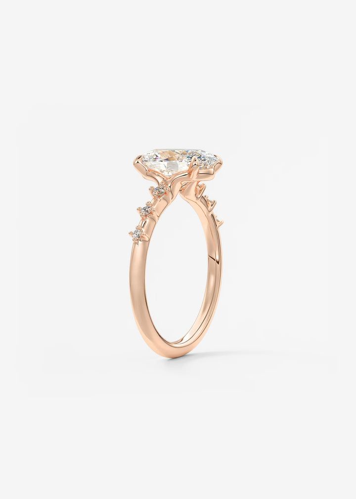 The Celeste Oval Engagement Ring with Delicate Diamond Accents#material_rose