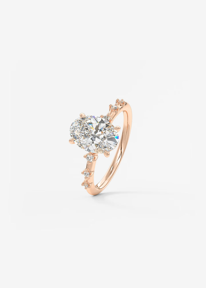 The Celeste Oval Engagement Ring with Delicate Diamond Accents#material_rose