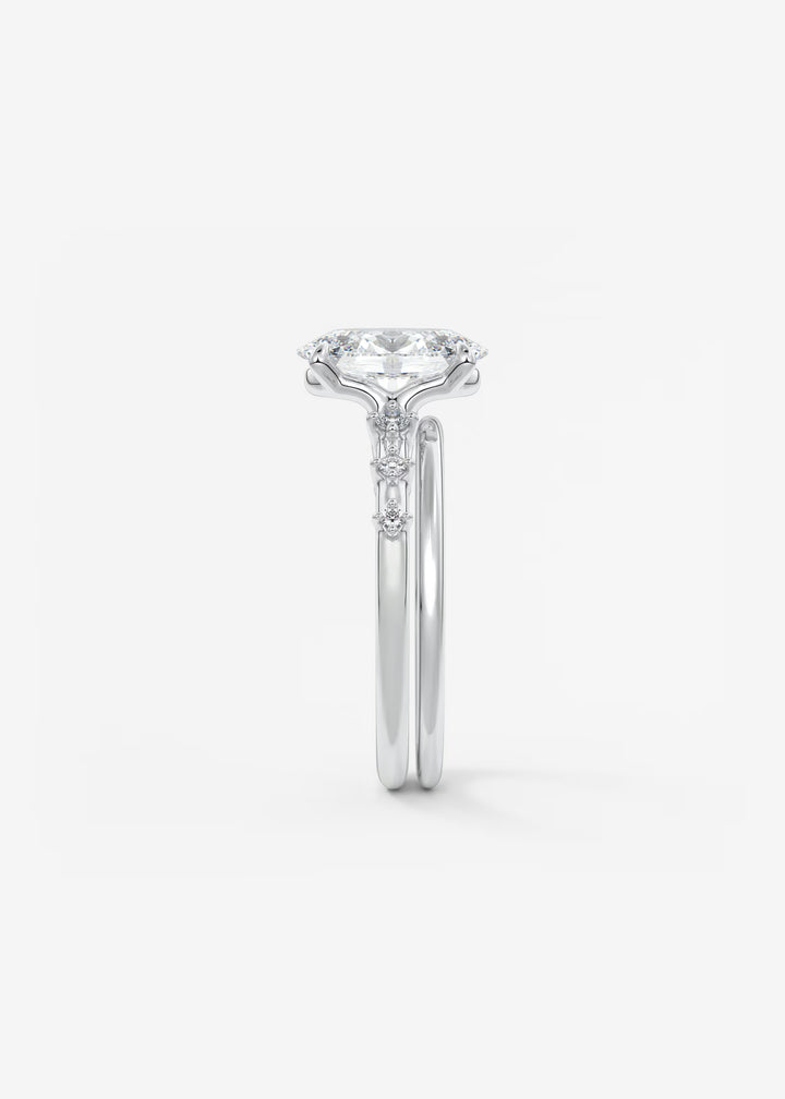 The Celeste Oval Engagement Ring with Delicate Diamond Accents#material_white