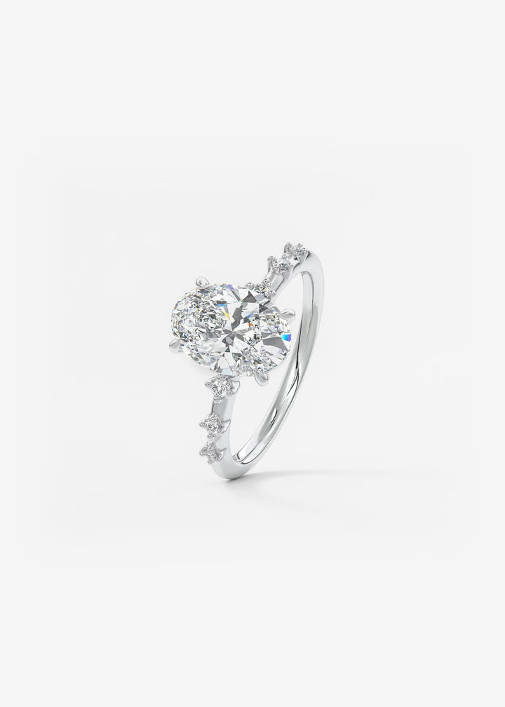 The Celeste Oval Engagement Ring with Delicate Diamond Accents#material_white
