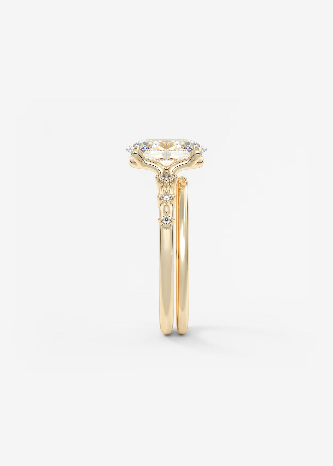 The Celeste Oval Engagement Ring with Delicate Diamond Accents#material_gold