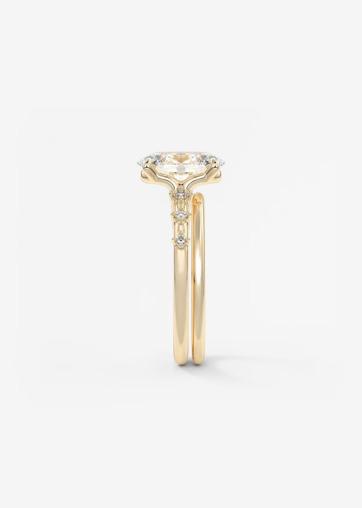 The Celeste Oval Engagement Ring with Delicate Diamond Accents#material_gold