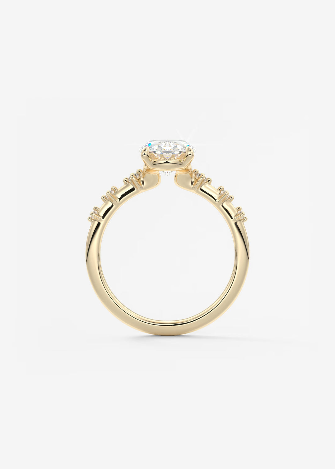 The Celeste Oval Engagement Ring with Delicate Diamond Accents#material_gold