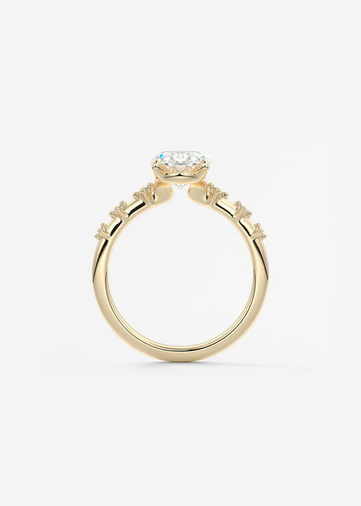 The Celeste Oval Engagement Ring with Delicate Diamond Accents#material_gold
