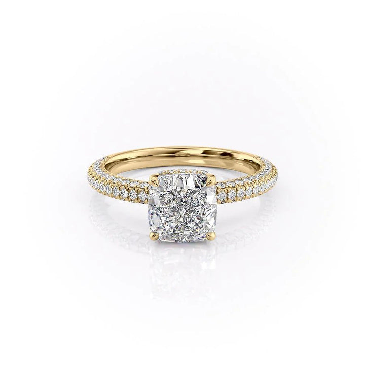 The Chana Set With Cushion Pave Lab Diamond 1 Carat 14K Gold#material_14k-gold