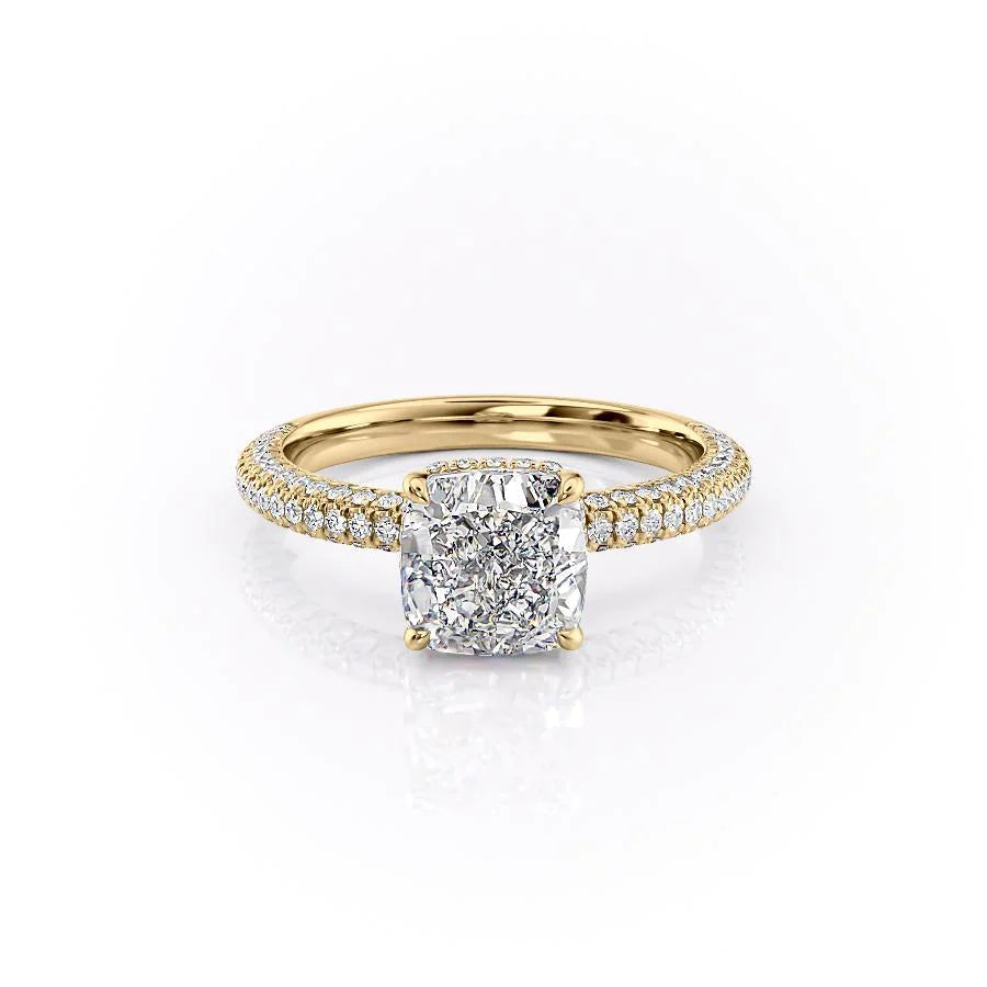 The Chana Set With Cushion Pave Moissanite#material_14k-gold