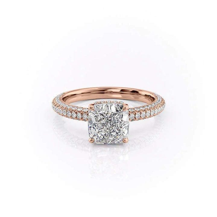 The Chana Set With Cushion Pave Lab Diamond 1 Carat 14K Rose#material_14k-rose