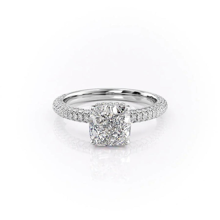 The Chana Set With Cushion Pave Lab Diamond 1 Carat 14K White#material_14k-white