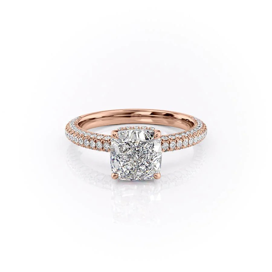 The Chana Set With Cushion Pave Lab Diamond 1 Carat 18K Rose#material_18k-rose