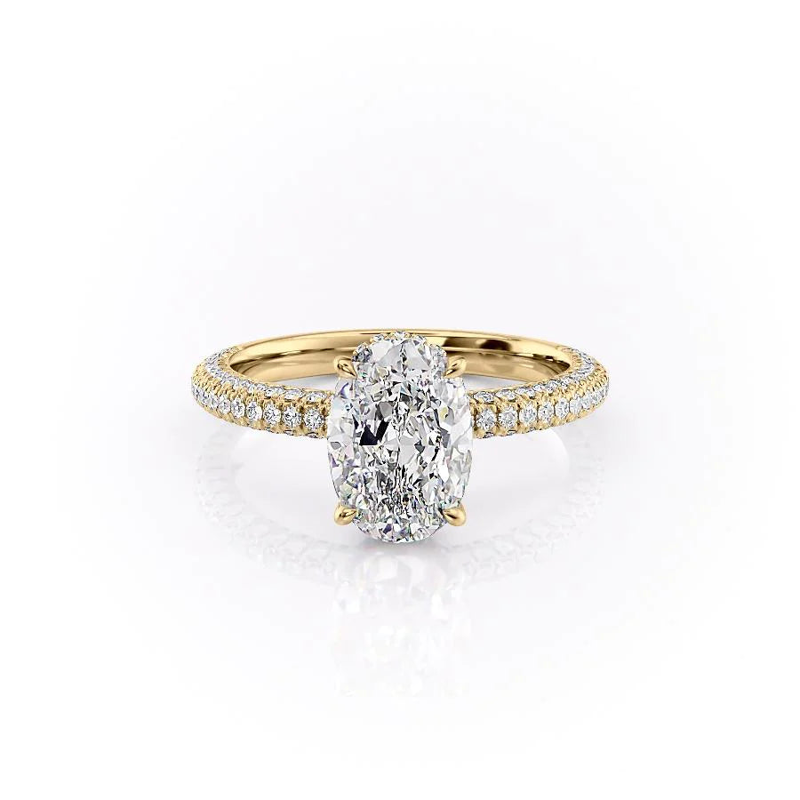 The Chana Set With Oval Pave Lab Diamond 1 Carat 14K Gold#material_14k-gold