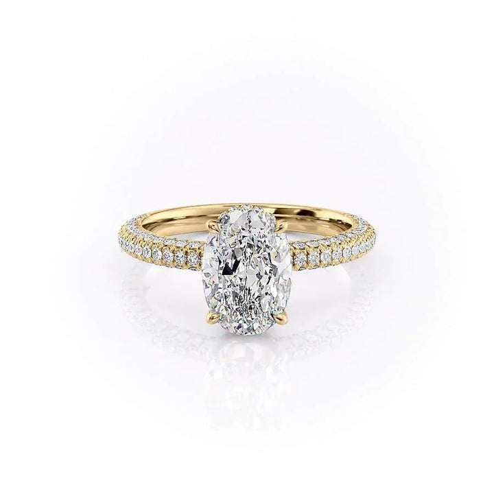 The Chana Set With Oval Pave Lab Diamond 1 Carat 14K Gold#material_14k-gold