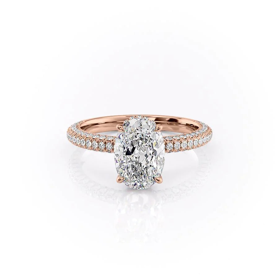 The Chana Set With Oval Pave Lab Diamond 1 Carat 14K Rose#material_14k-rose