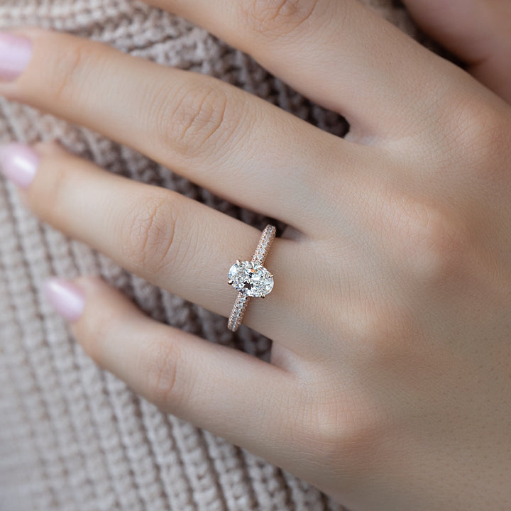The Chana Oval Lab Diamond Moissanite Engagement Ring *Shown with 1 ct #material_rose