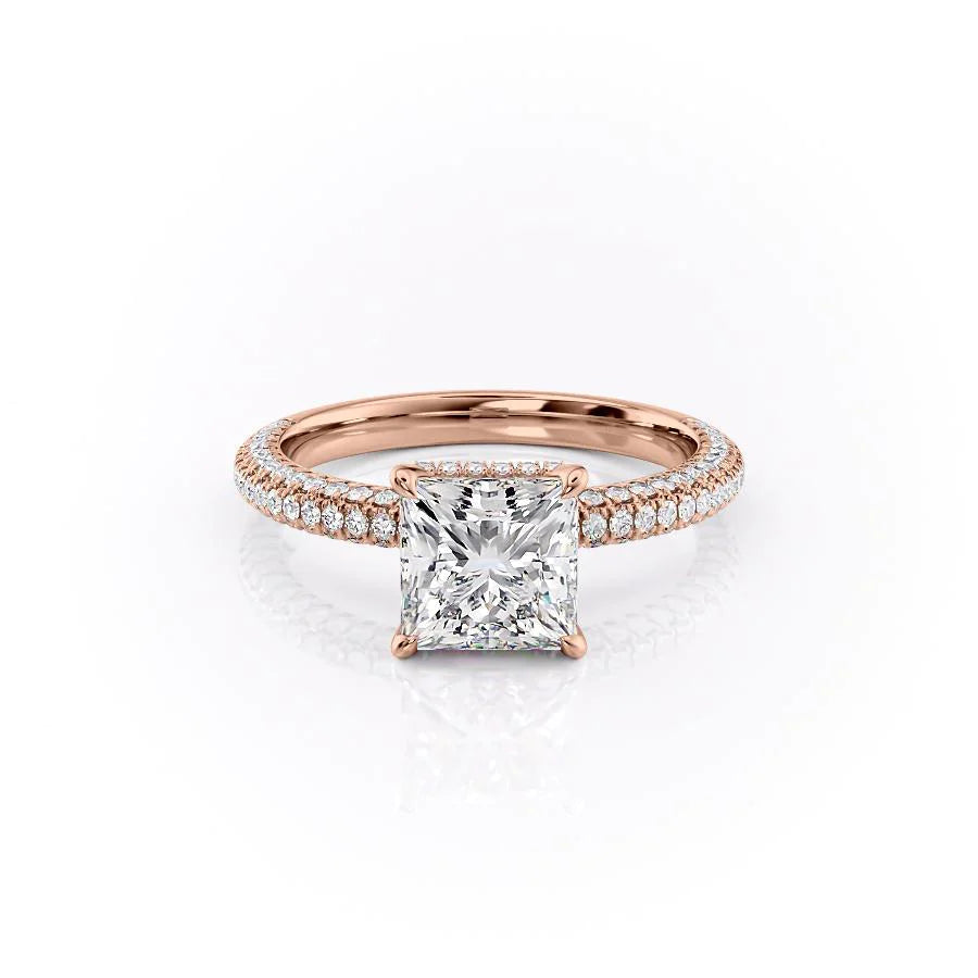 The Chana Set With Princess Pave Lab Diamond 1 Carat 14K Rose#material_14k-rose