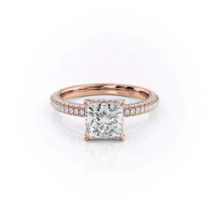 The Chana Set With Princess Pave Lab Diamond 1 Carat 14K Rose#material_14k-rose