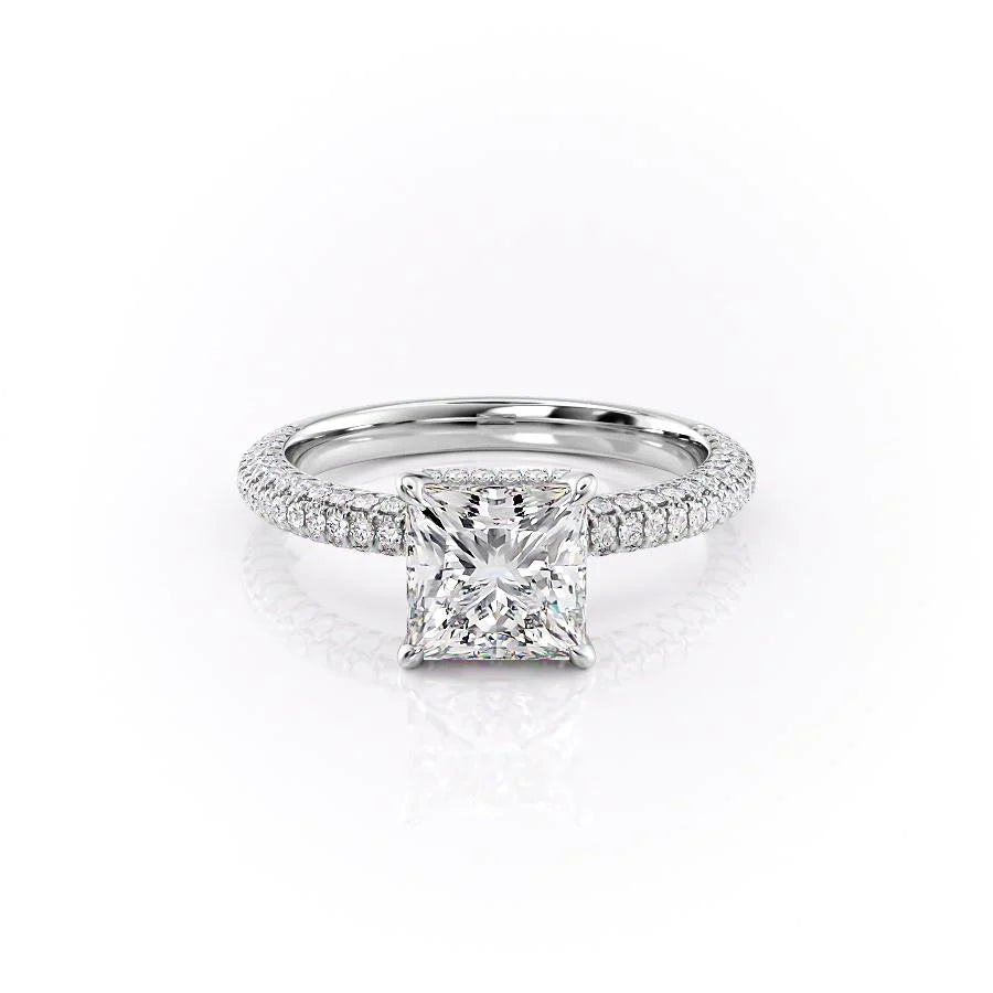 The Chana Set With Princess Pave Lab Diamond 1 Carat 14K White#material_14k-white