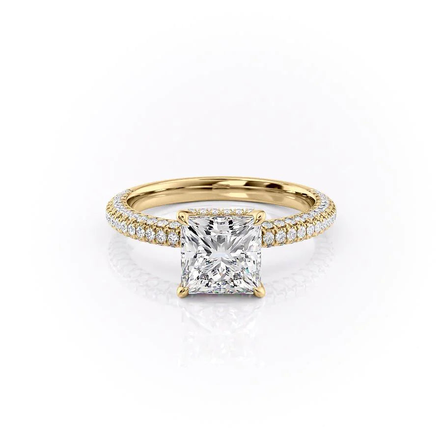 The Chana Set With Princess Pave Lab Diamond 1 Carat 18K Gold#material_18k-gold