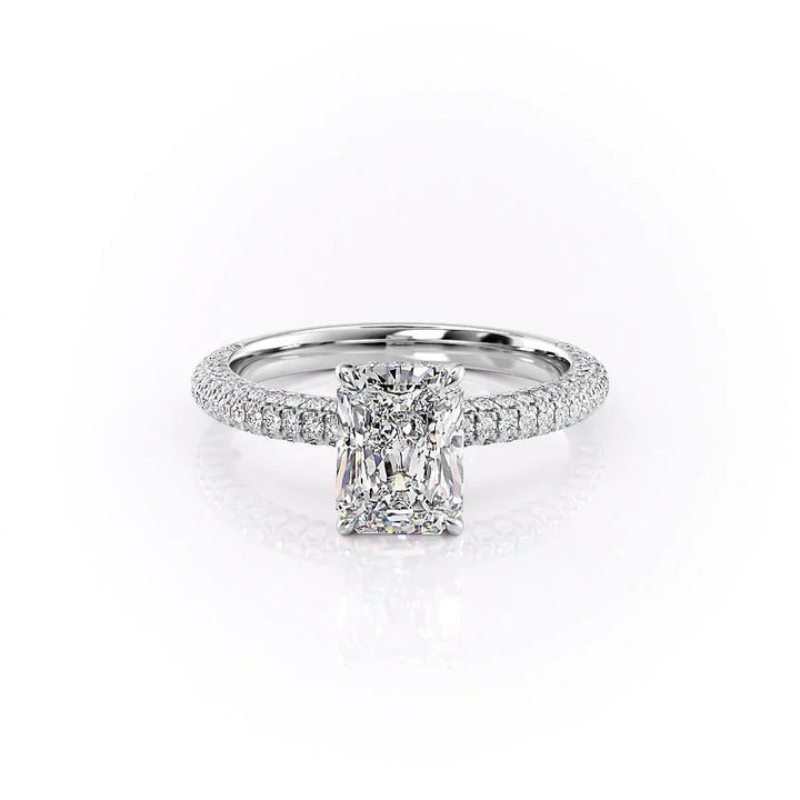 The Chana Set With Radiant Pave Lab Diamond 1 Carat 14K White#material_14k-white