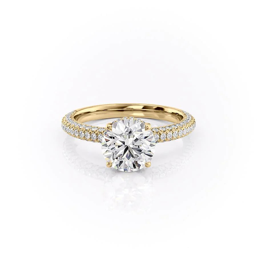 The Chana Set With Round Pave Lab Diamond 1 Carat 14K Gold#material_14k-gold