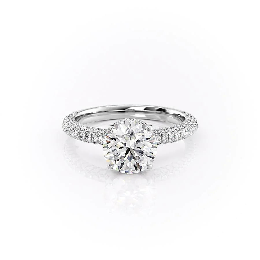 The Chana Set With Round Pave Lab Diamond 1 Carat 14K White#material_14k-white