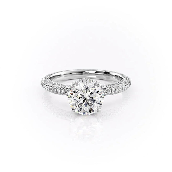 The Chana Set With Round Pave Lab Diamond 1 Carat 18K White#material_18k-white