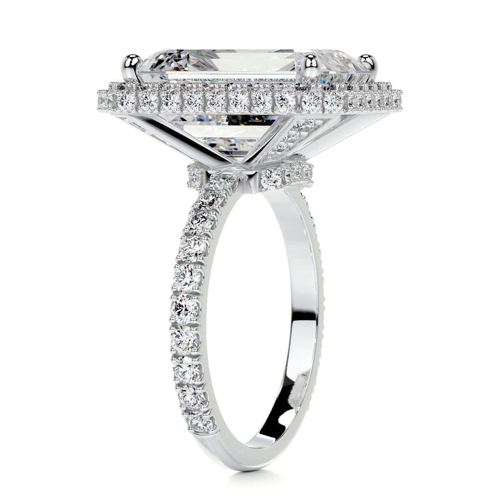 The Chandler Moissanite & Diamonds Ring Moissanite 14K White 2.5 Carat Round#material_14k-white