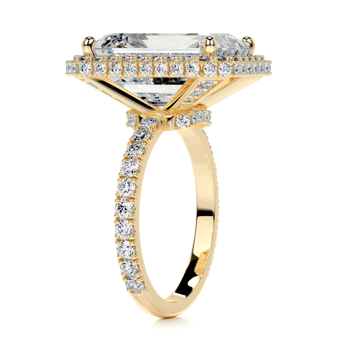 The Chandler Moissanite & Diamonds Ring Moissanite 18K Gold 2.5 Carat Round#material_18k-gold