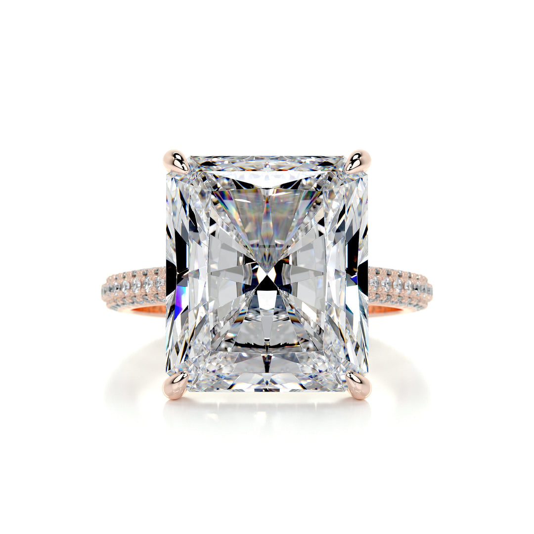 The Chase Moissanite & Diamonds Ring Moissanite 14K Rose 1 Carat Round & Heart#material_14k-rose