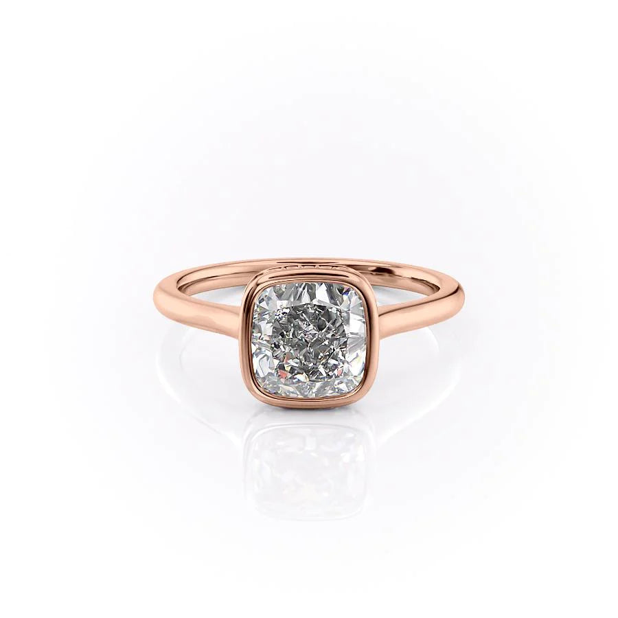 The Christine Set With Cushion Solitaire Lab Diamond 1 Carat 14K Rose#material_14k-rose