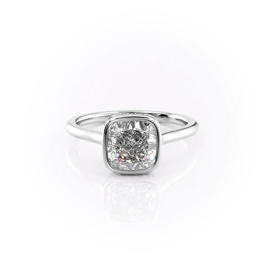 The Christine Set With Cushion Solitaire Lab Diamond 1 Carat 14K White#material_14k-white