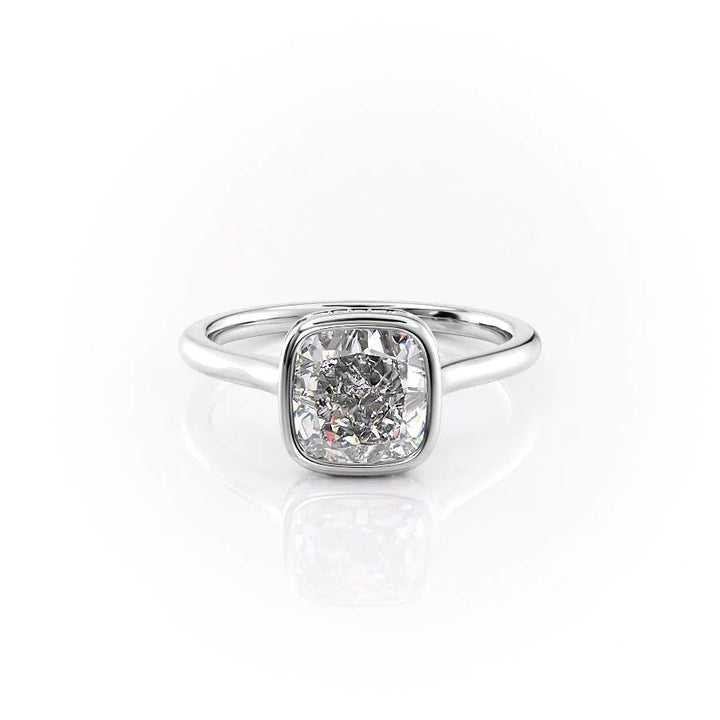 The Christine Set With Cushion Solitaire Lab Diamond 1 Carat 14K White#material_14k-white