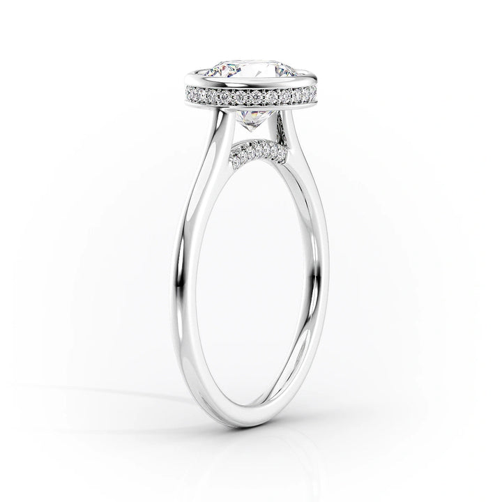 The Christine Set With Cushion Solitaire Lab Diamond 1.5 Carat 14K White#material_14k-white